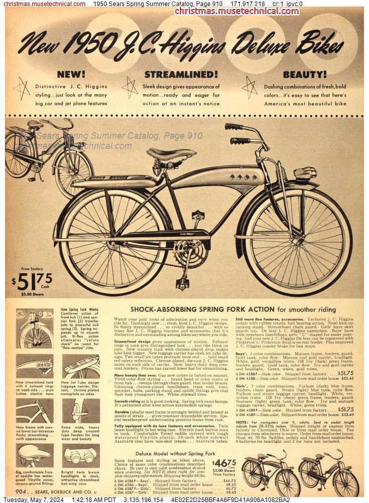 1950 Sears Spring Summer Catalog, Page 910