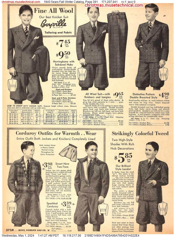 1940 Sears Fall Winter Catalog, Page 391
