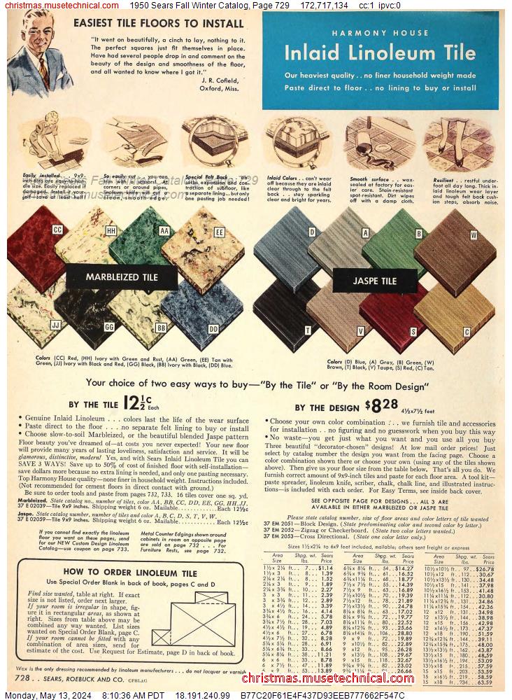 1950 Sears Fall Winter Catalog, Page 729