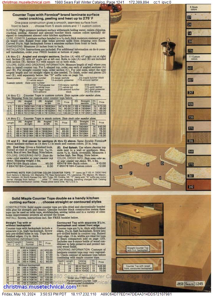 1980 Sears Fall Winter Catalog, Page 1241