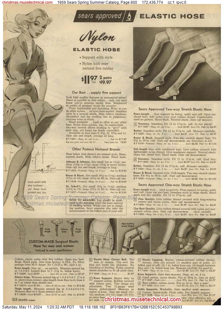 1959 Sears Spring Summer Catalog, Page 800