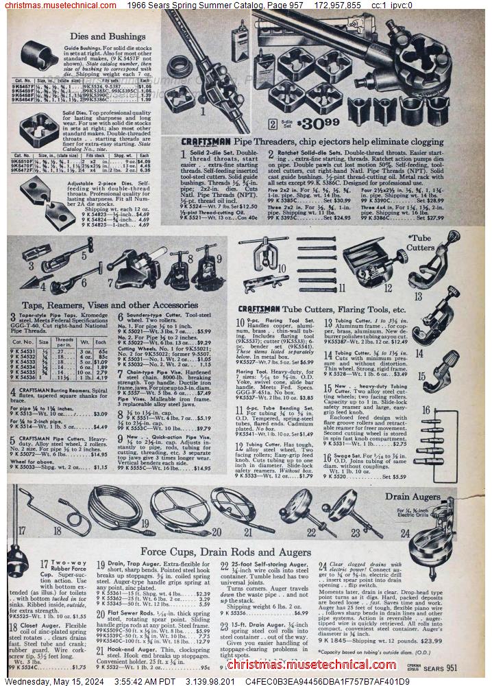 1966 Sears Spring Summer Catalog, Page 957