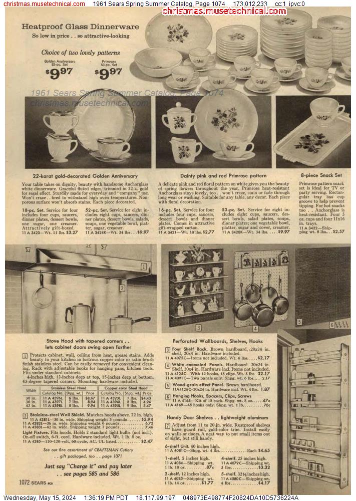 1961 Sears Spring Summer Catalog, Page 1074