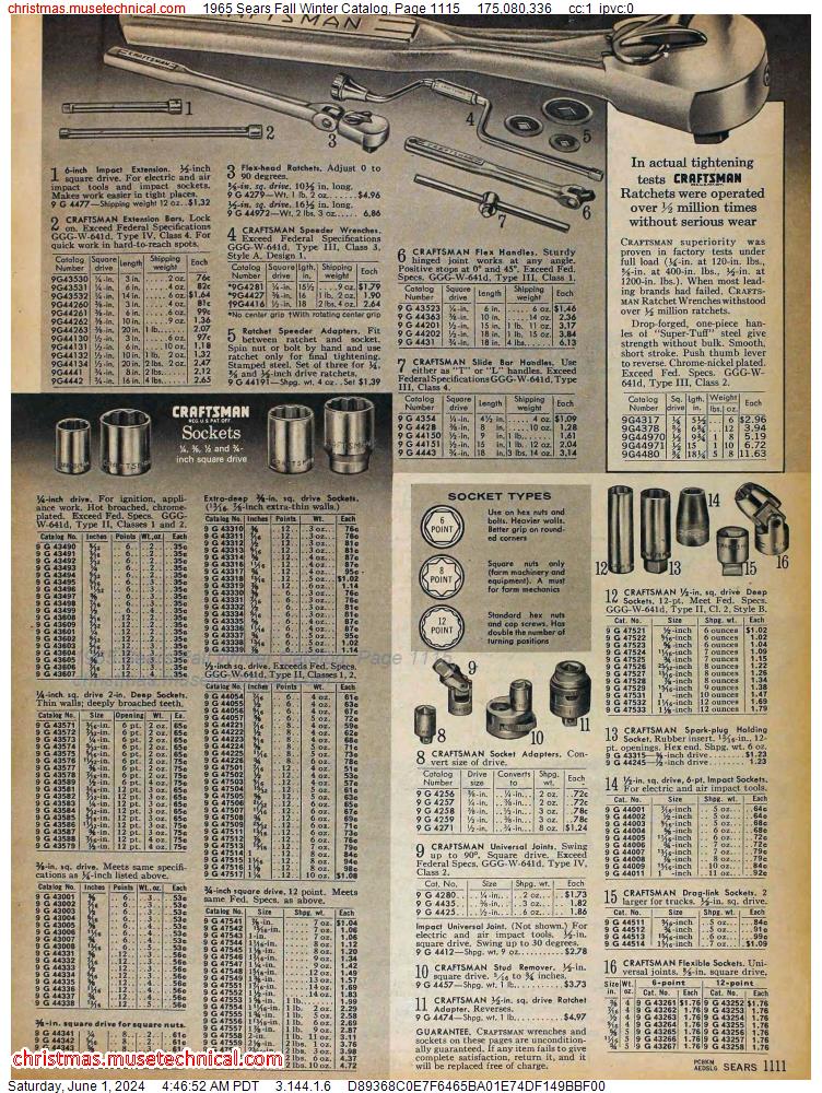 1965 Sears Fall Winter Catalog, Page 1115