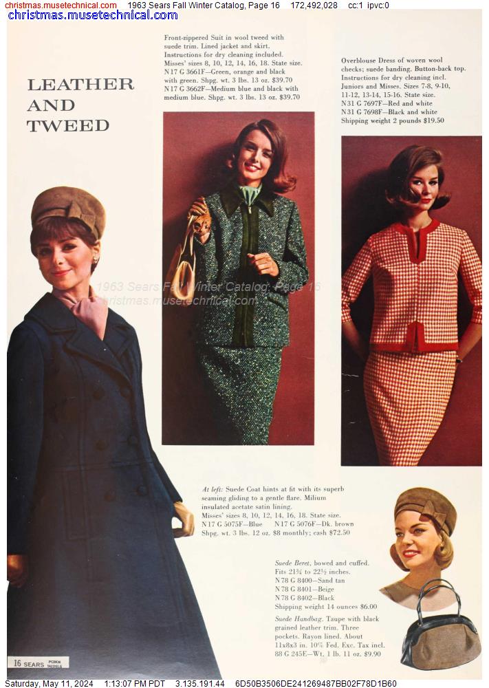 1963 Sears Fall Winter Catalog, Page 16