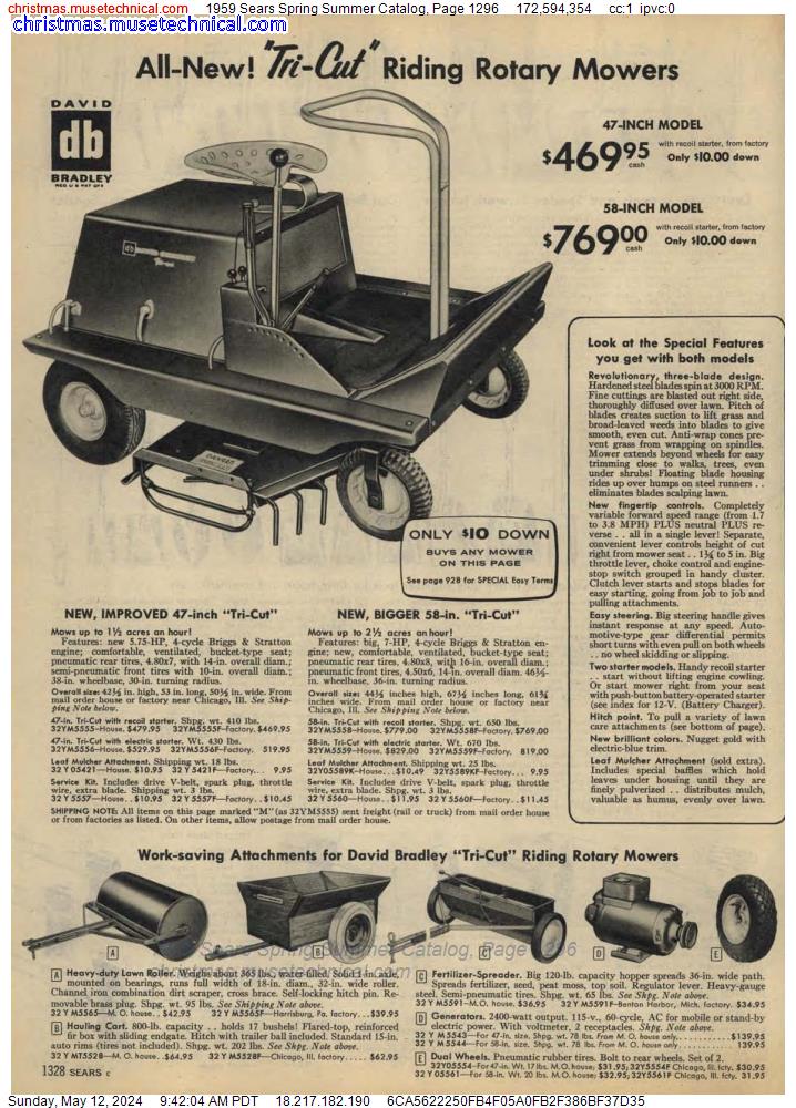 1959 Sears Spring Summer Catalog, Page 1296