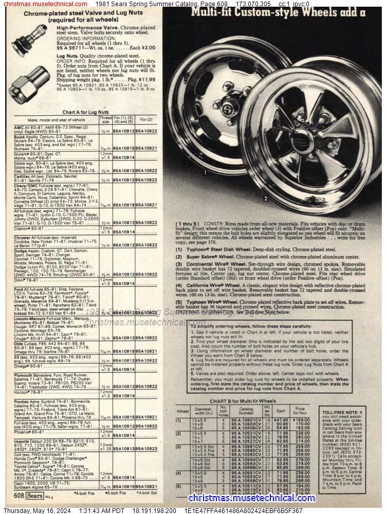 1981 Sears Spring Summer Catalog, Page 608