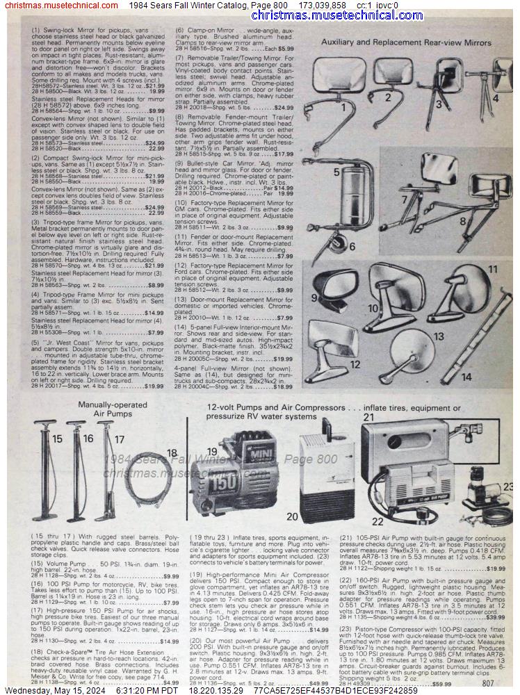 1984 Sears Fall Winter Catalog, Page 800
