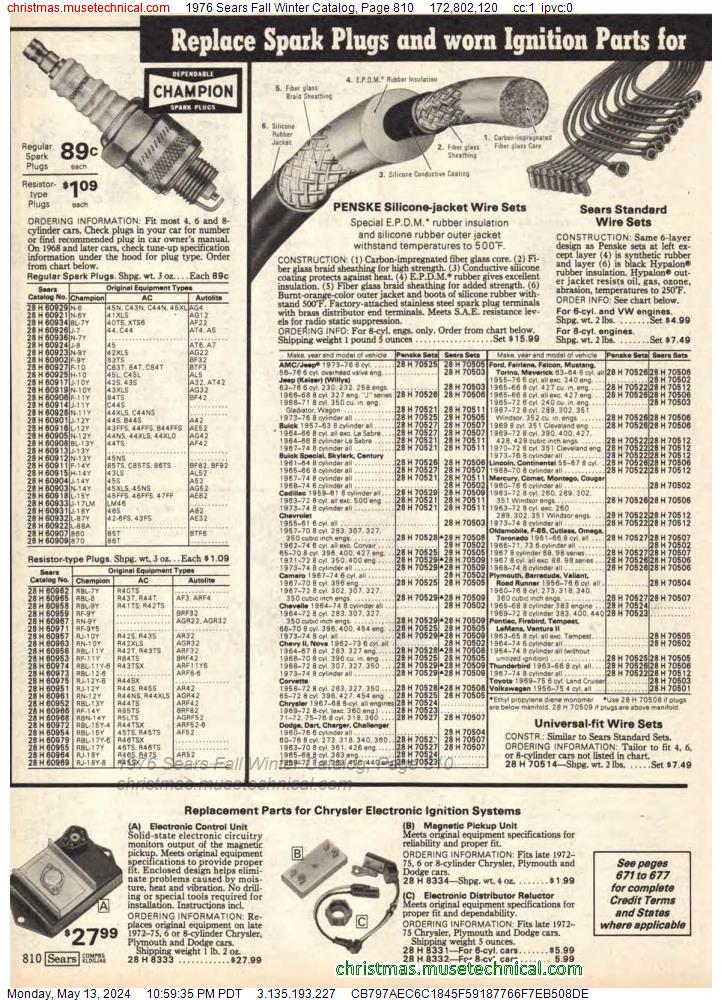 1976 Sears Fall Winter Catalog, Page 810