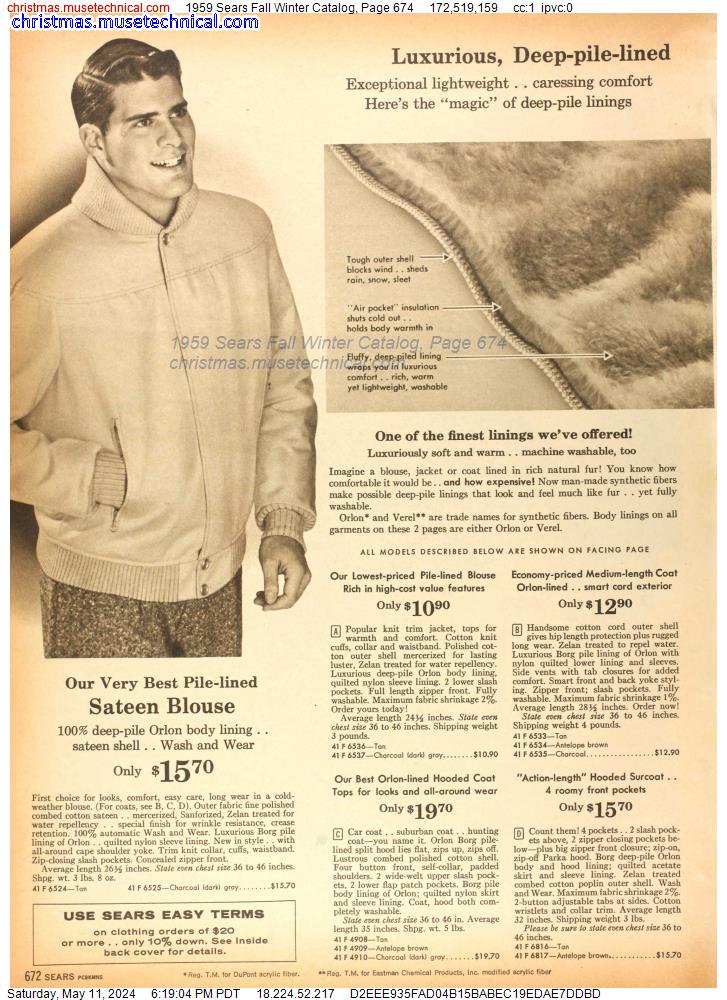 1959 Sears Fall Winter Catalog, Page 674