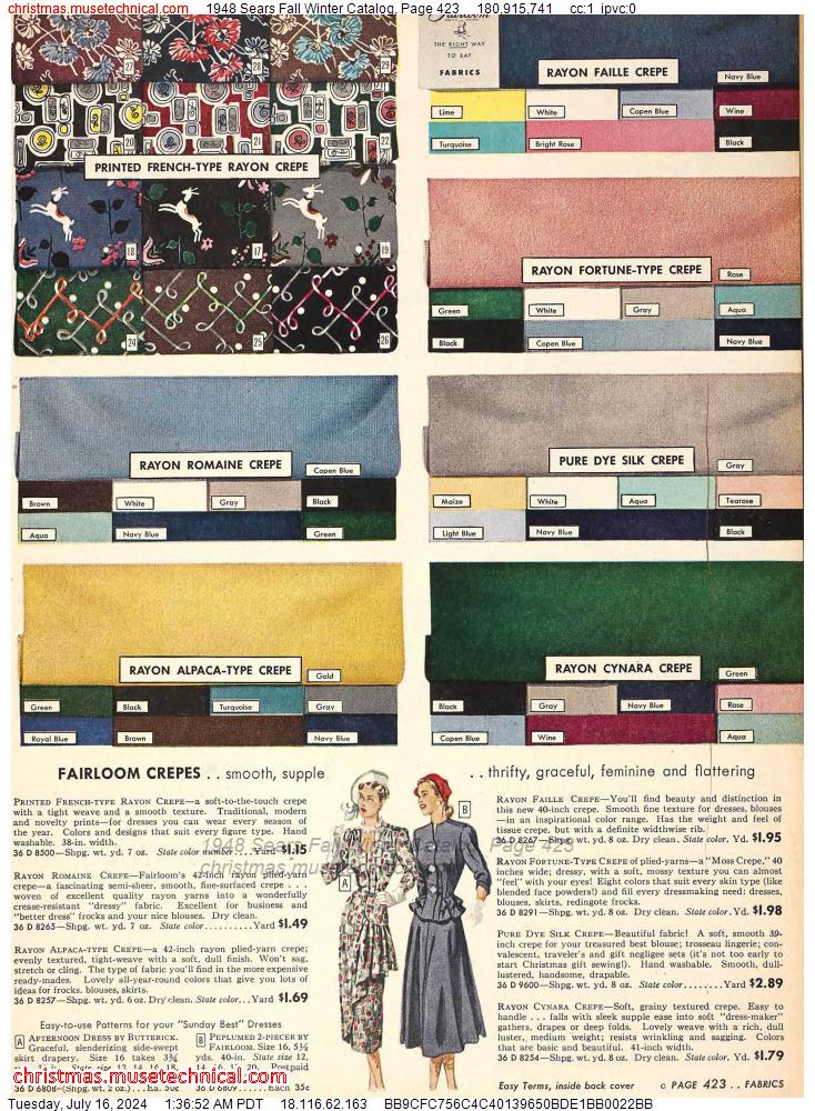 1948 Sears Fall Winter Catalog, Page 423