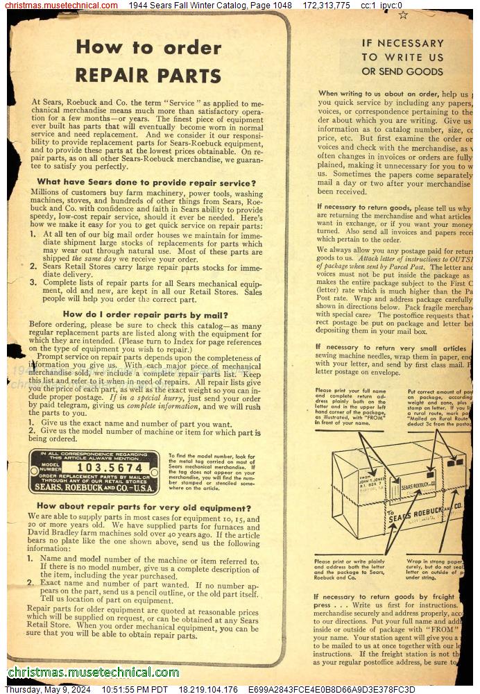 1944 Sears Fall Winter Catalog, Page 1048