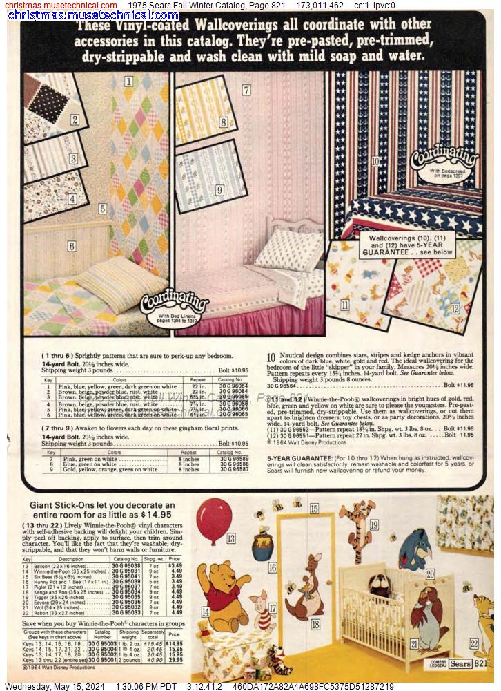 1975 Sears Fall Winter Catalog, Page 821