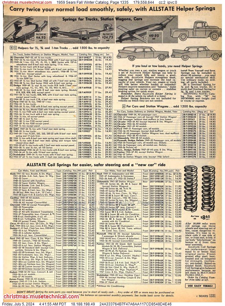 1959 Sears Fall Winter Catalog, Page 1335