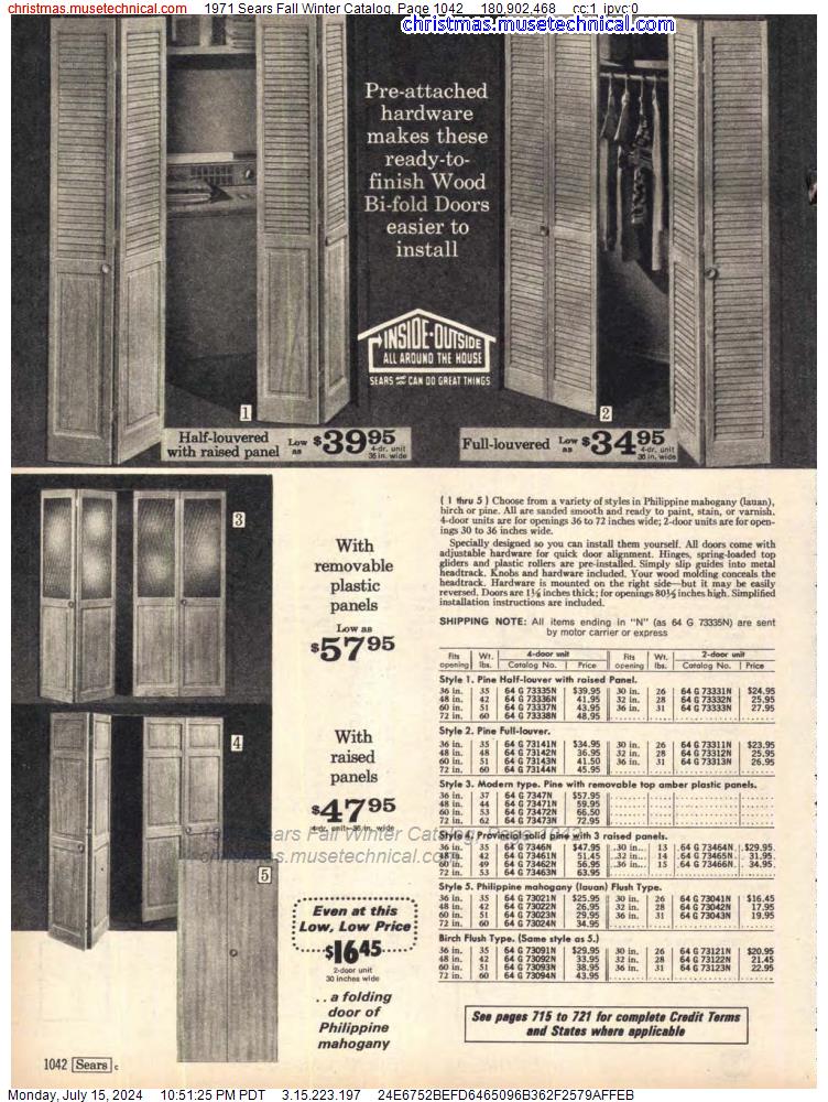 1971 Sears Fall Winter Catalog, Page 1042