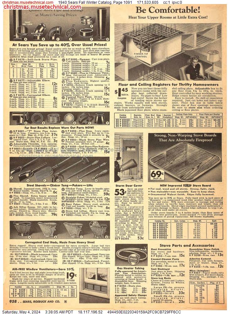 1940 Sears Fall Winter Catalog, Page 1091