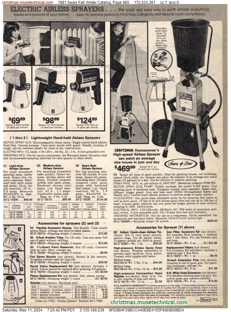 1981 Sears Fall Winter Catalog, Page 965