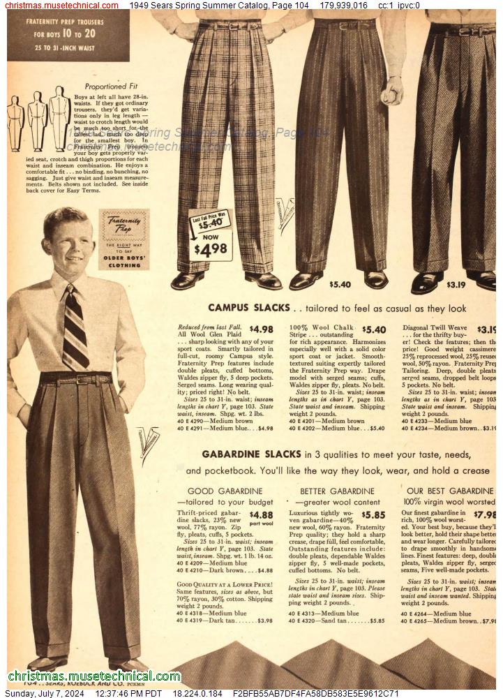 1949 Sears Spring Summer Catalog, Page 104