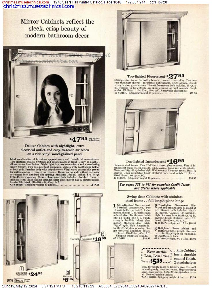 1970 Sears Fall Winter Catalog, Page 1048