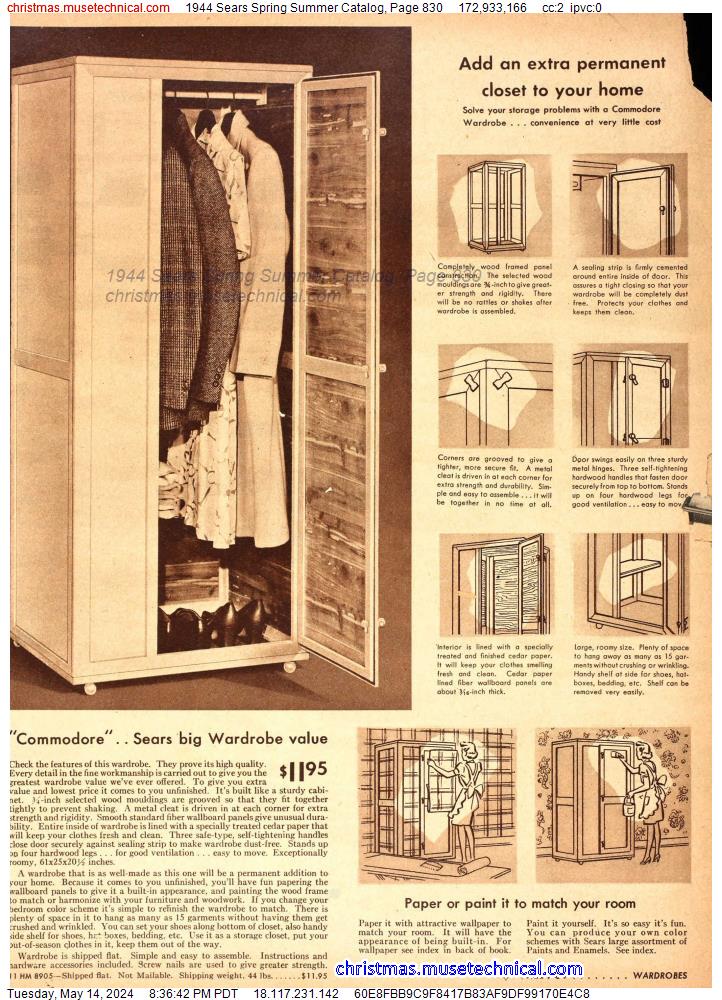 1944 Sears Spring Summer Catalog, Page 830