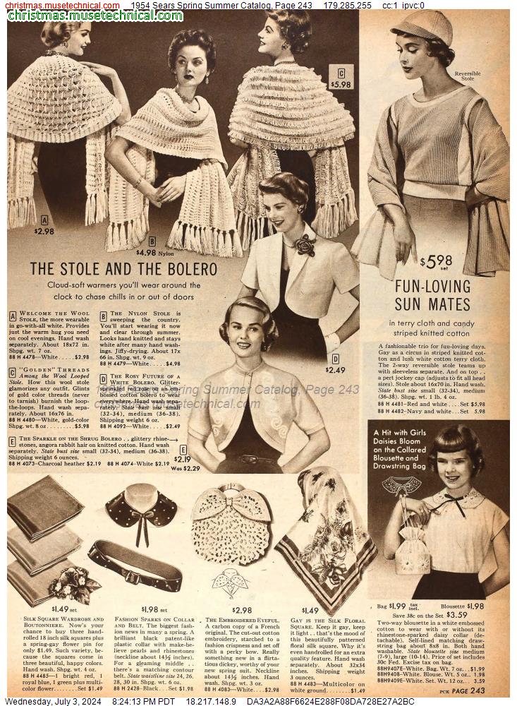 1954 Sears Spring Summer Catalog, Page 243