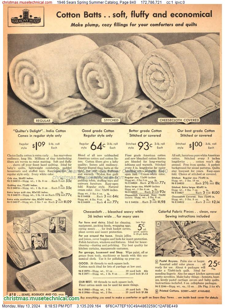 1946 Sears Spring Summer Catalog, Page 840