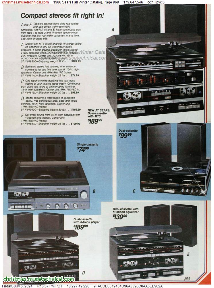 1986 Sears Fall Winter Catalog, Page 969