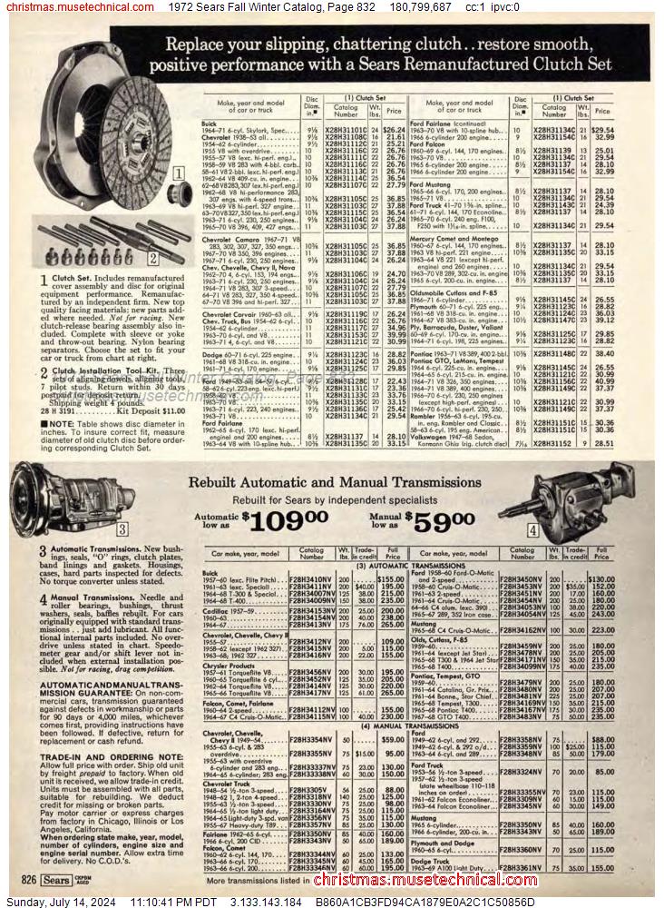 1972 Sears Fall Winter Catalog, Page 832