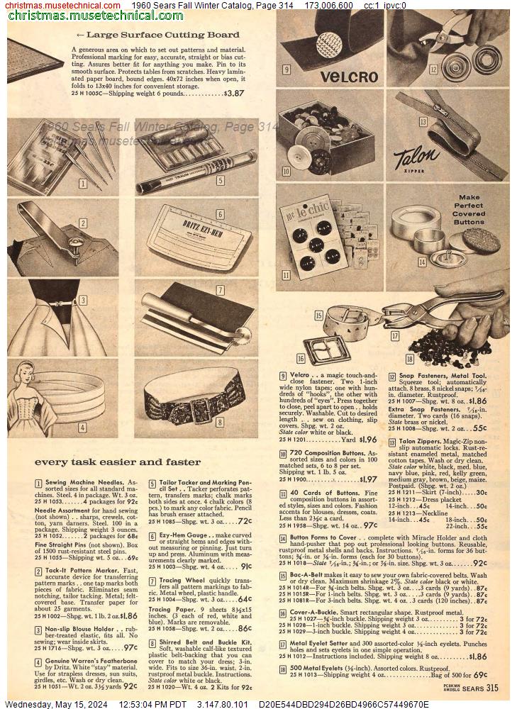 1960 Sears Fall Winter Catalog, Page 314