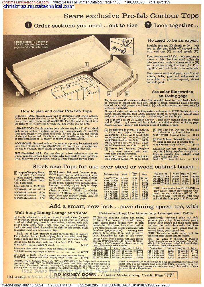1962 Sears Fall Winter Catalog, Page 1153