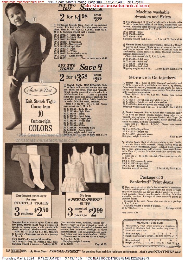 1969 Sears Winter Catalog, Page 188