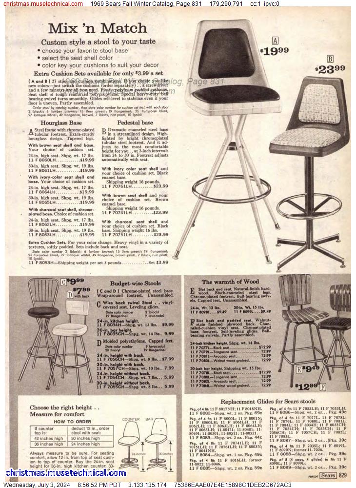 1969 Sears Fall Winter Catalog, Page 831