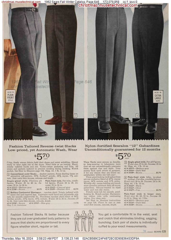 1962 Sears Fall Winter Catalog, Page 646