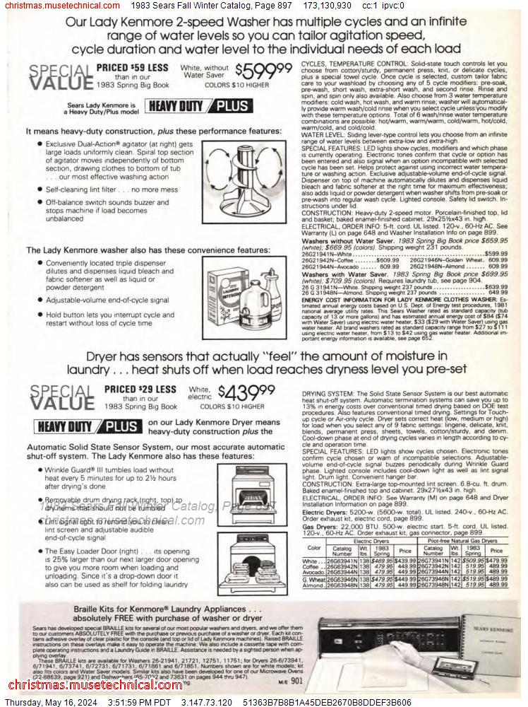 1983 Sears Fall Winter Catalog, Page 897