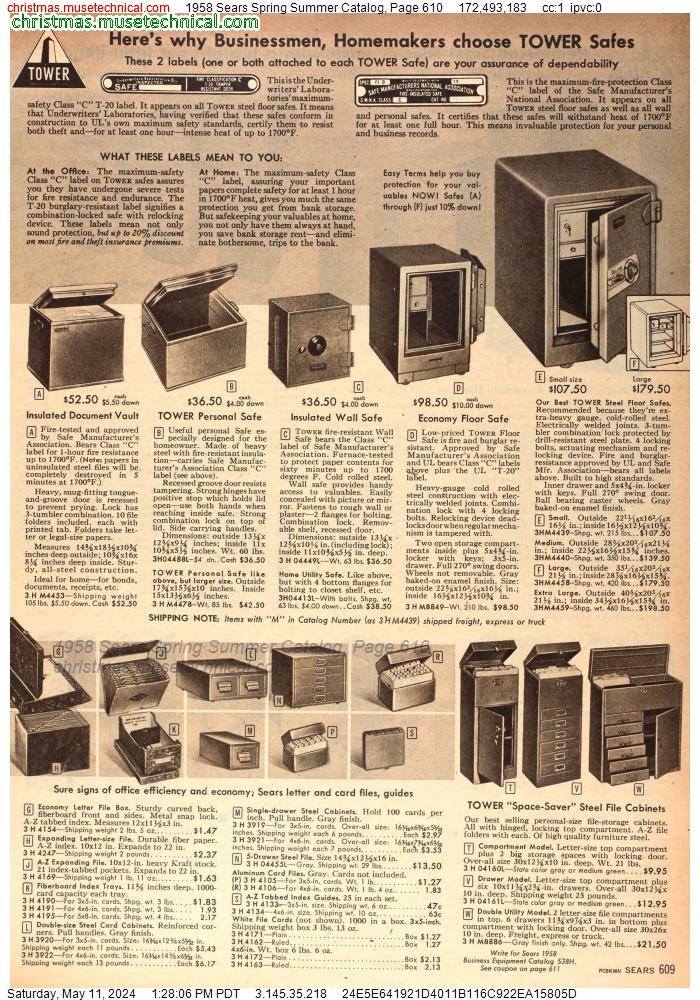 1958 Sears Spring Summer Catalog, Page 610