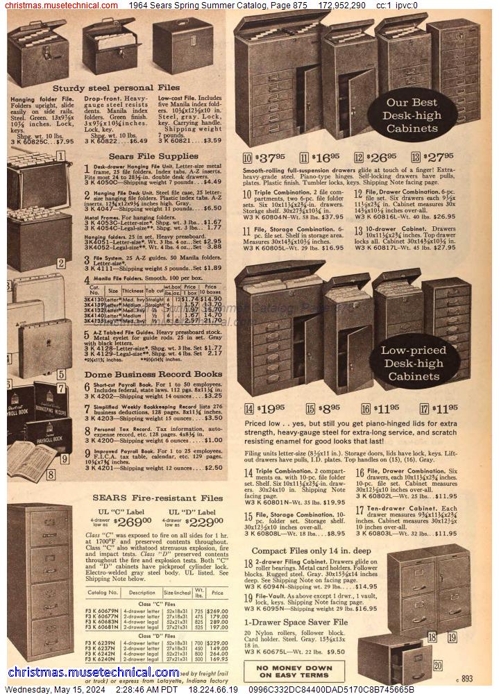 1964 Sears Spring Summer Catalog, Page 875