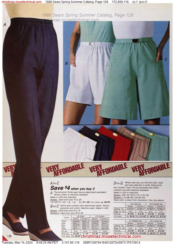 1986 Sears Spring Summer Catalog, Page 128