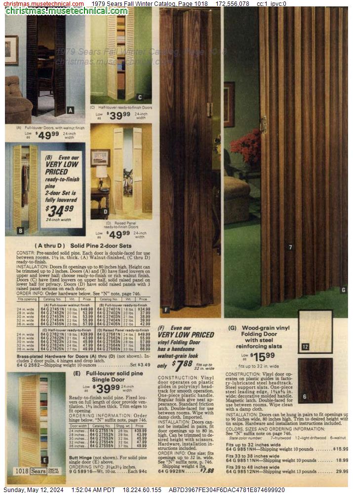 1979 Sears Fall Winter Catalog, Page 1018