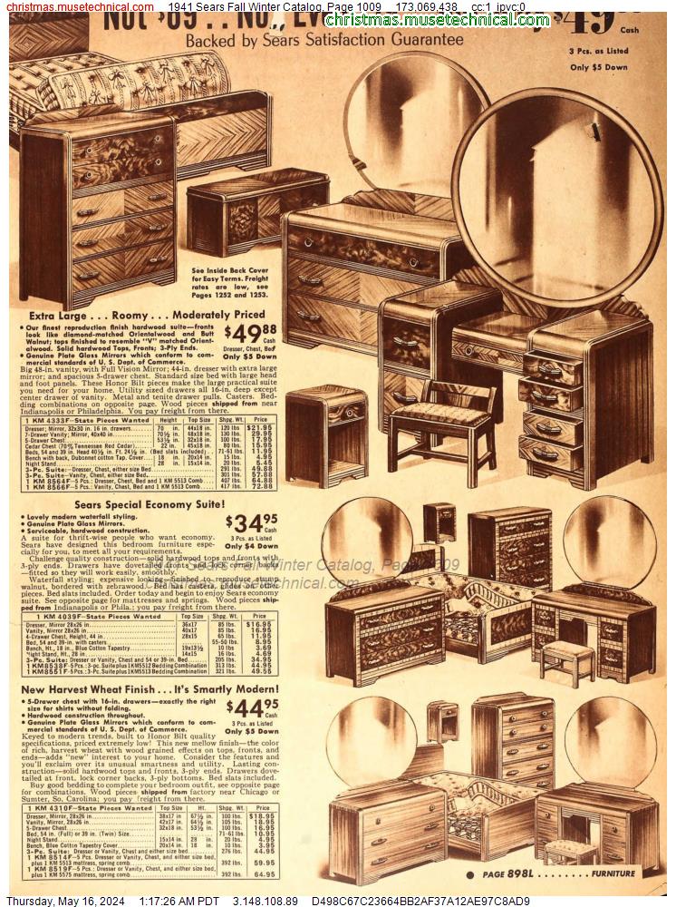 1941 Sears Fall Winter Catalog, Page 1009