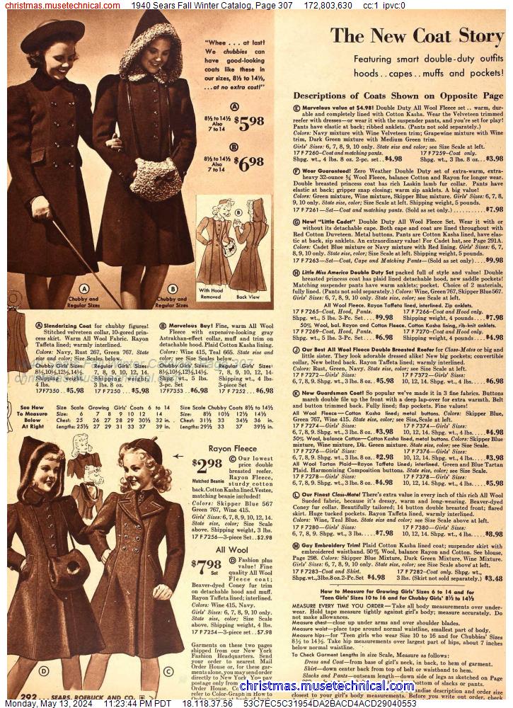 1940 Sears Fall Winter Catalog, Page 307
