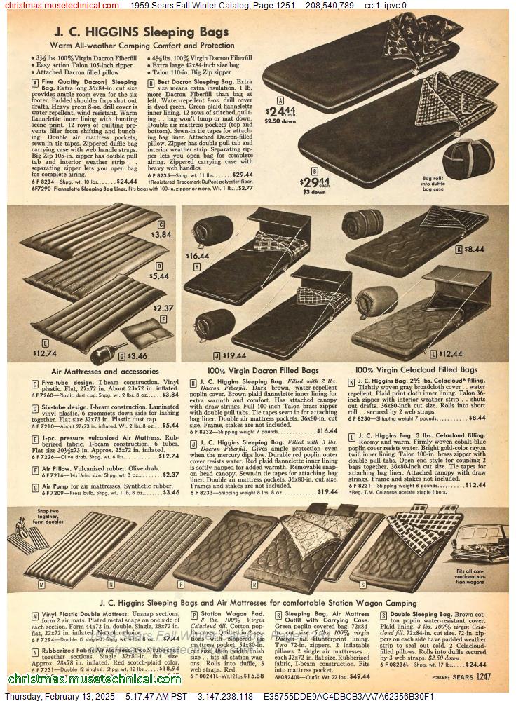 1959 Sears Fall Winter Catalog, Page 1251