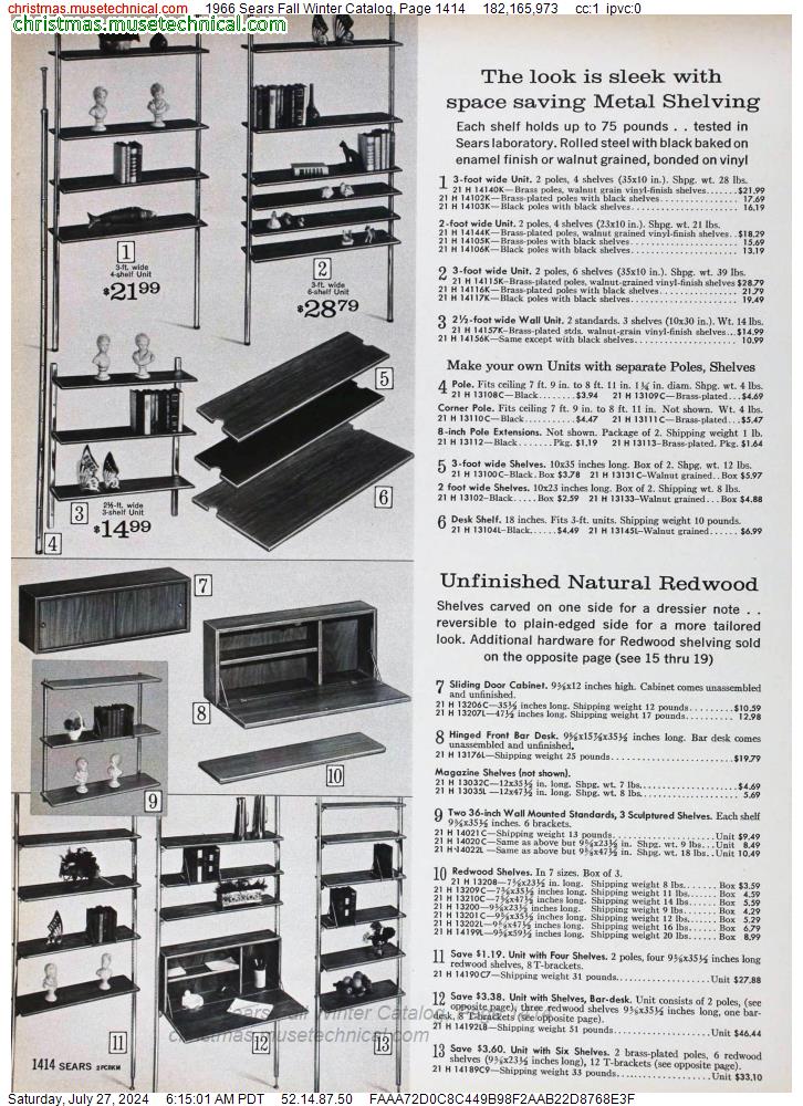1966 Sears Fall Winter Catalog, Page 1414