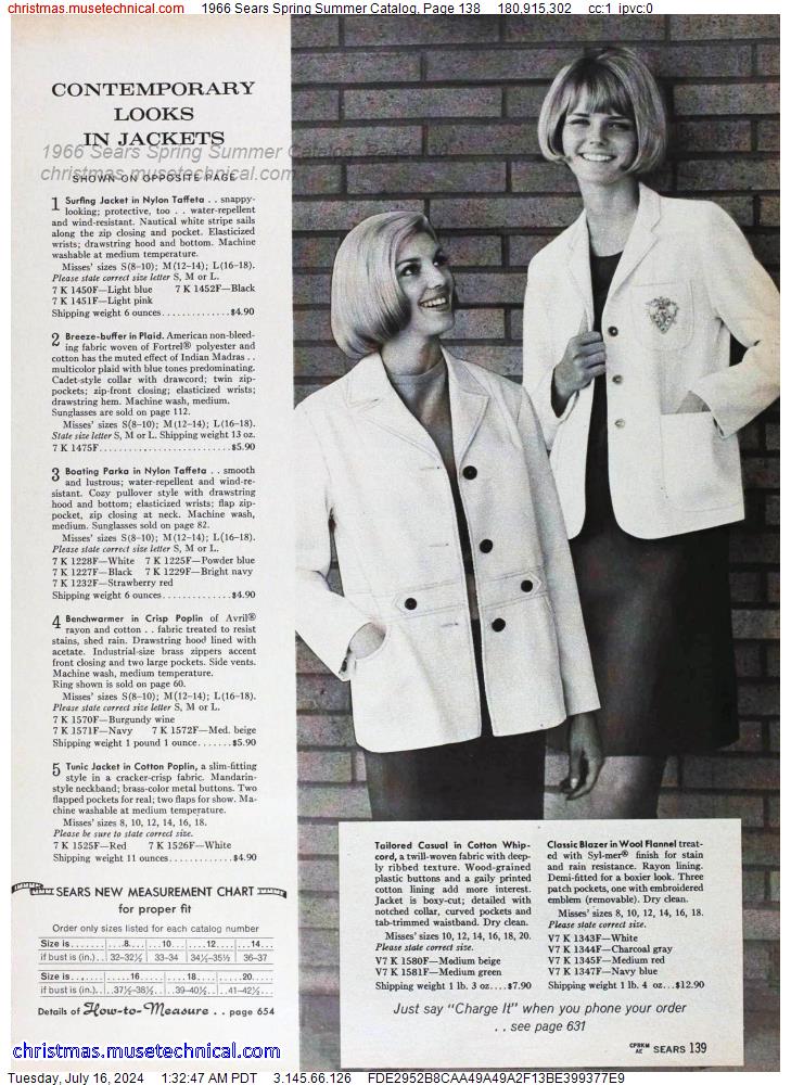 1966 Sears Spring Summer Catalog, Page 138