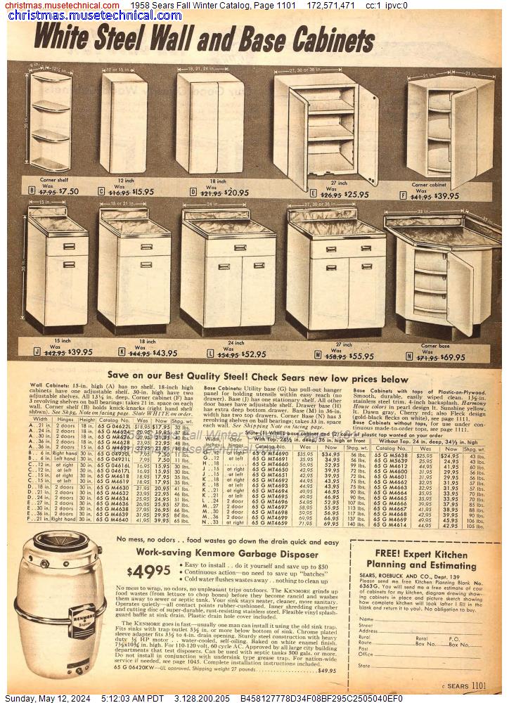 1958 Sears Fall Winter Catalog, Page 1101