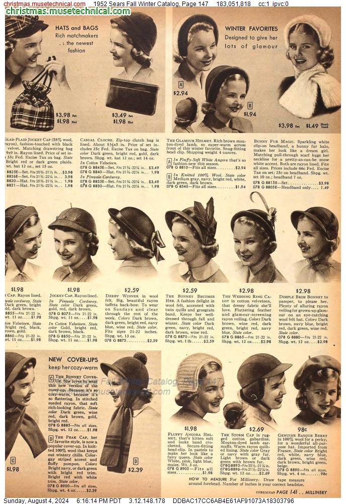 1952 Sears Fall Winter Catalog, Page 147