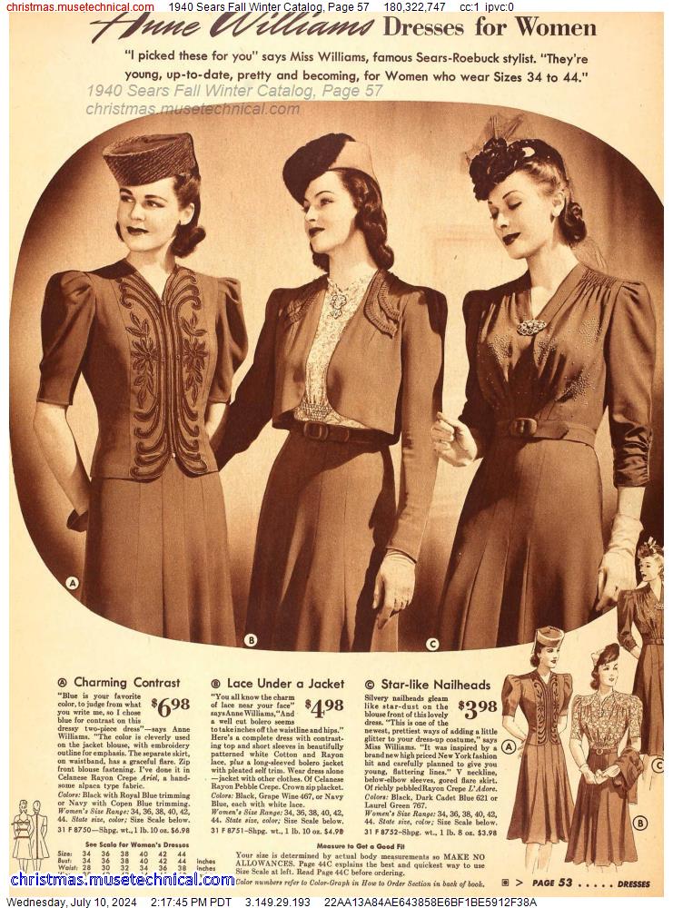 1940 Sears Fall Winter Catalog, Page 57
