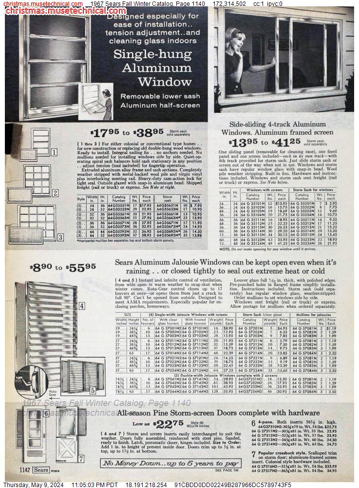 1967 Sears Fall Winter Catalog, Page 1140