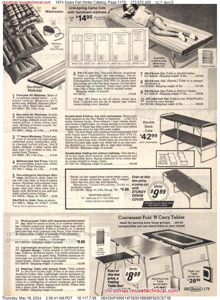 1974 Sears Fall Winter Catalog, Page 1179