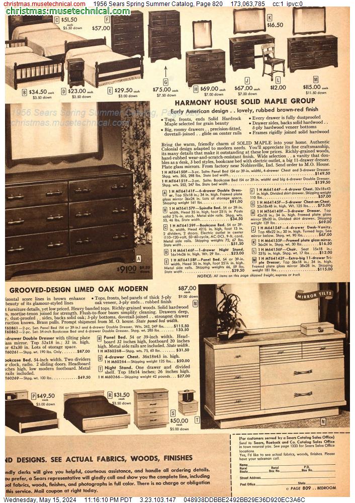 1956 Sears Spring Summer Catalog, Page 820