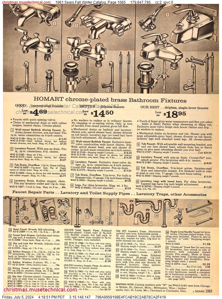 1961 Sears Fall Winter Catalog, Page 1065
